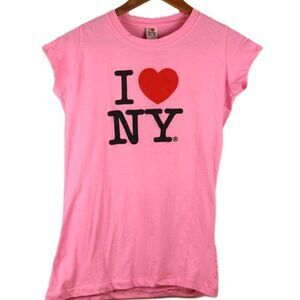 nwt I LOVE NY Fitted Stretch Cotton Tee in Hot-Pink - Size XL